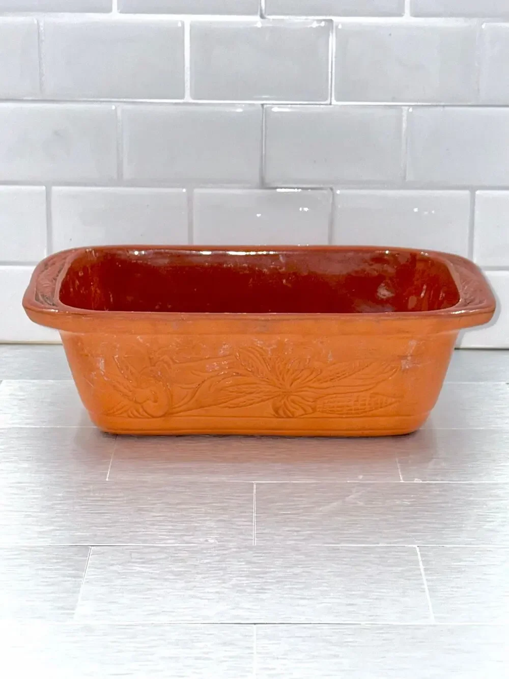 Vintage Gourmet Topf 1980 Made In USA Bread Loaf Clay Baking Dish Glazed
